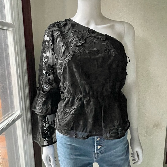 Cynthia Rowley ruffle lace sleeve top - Picture 5 of 11